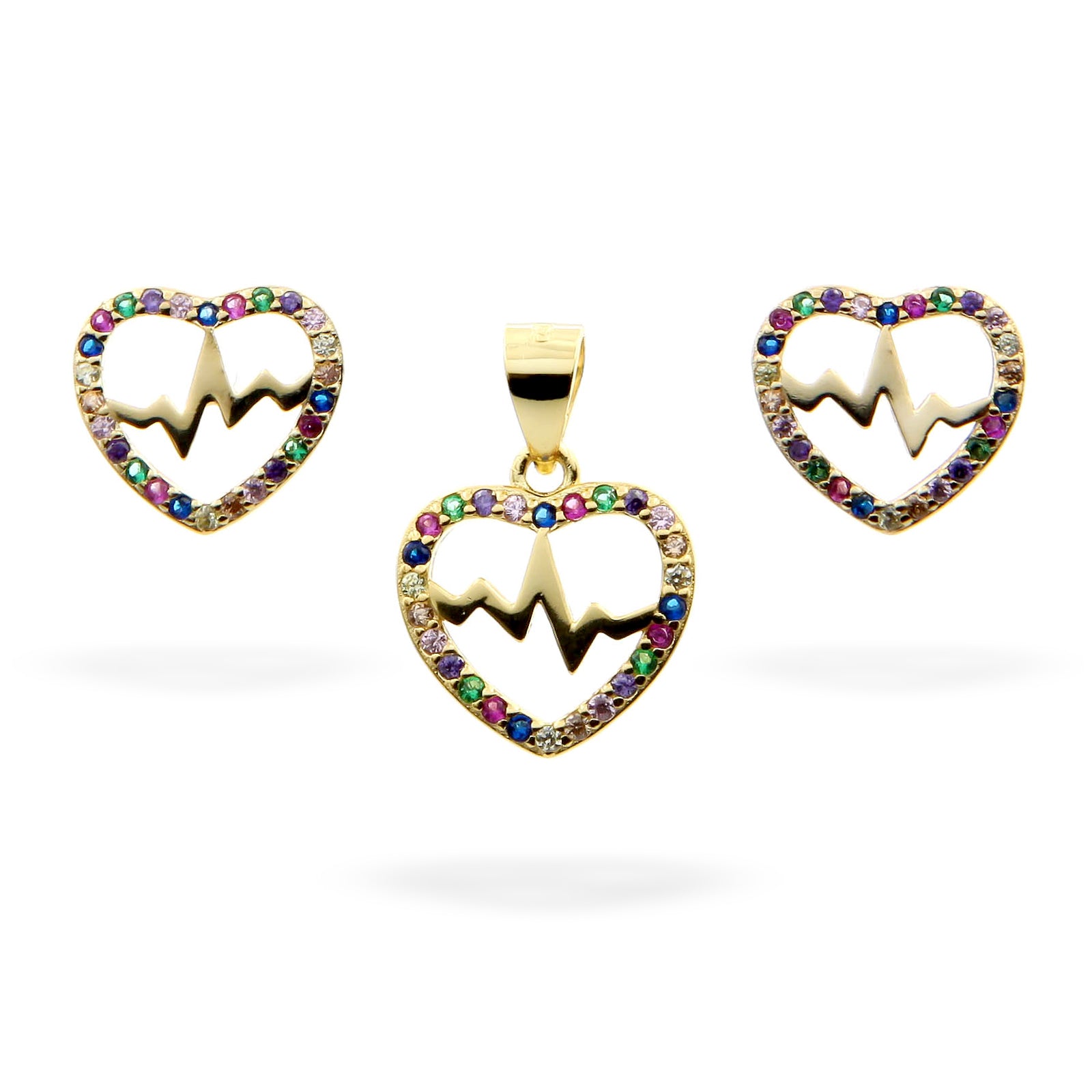 Colors of Heartbeat earrings and pendant –